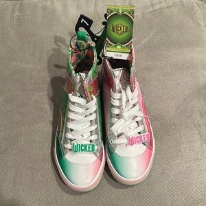 Wicked High-Top Sneakers in Green and Pink